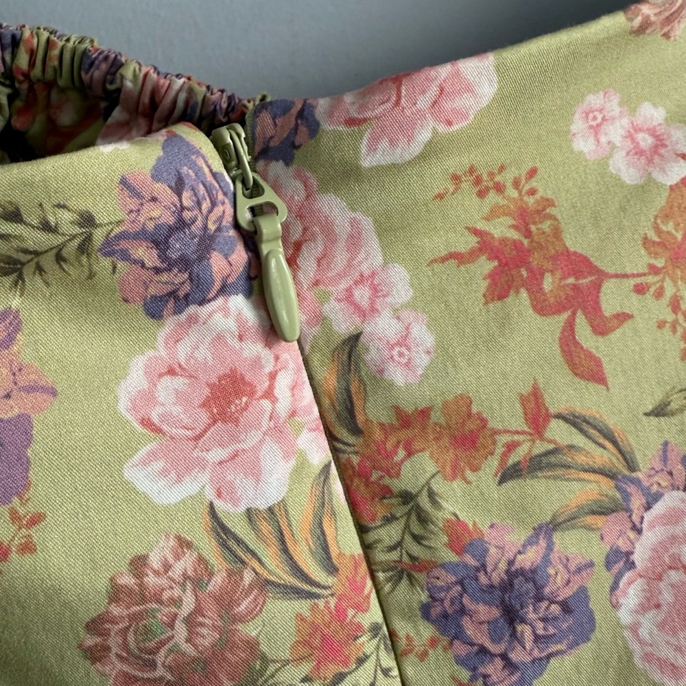 House of CB TALLULAH Peony Print Puff Sleeve Midi Sundress L Cottagecore Peasant - Picture 11 of 16